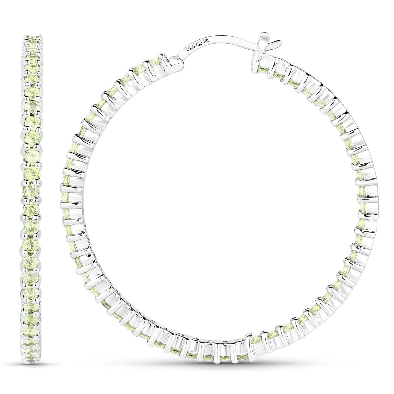 Gemstone Hoop Earrings: Peridot,Amethyst or Blue Topaz in 925 Sterling Silver