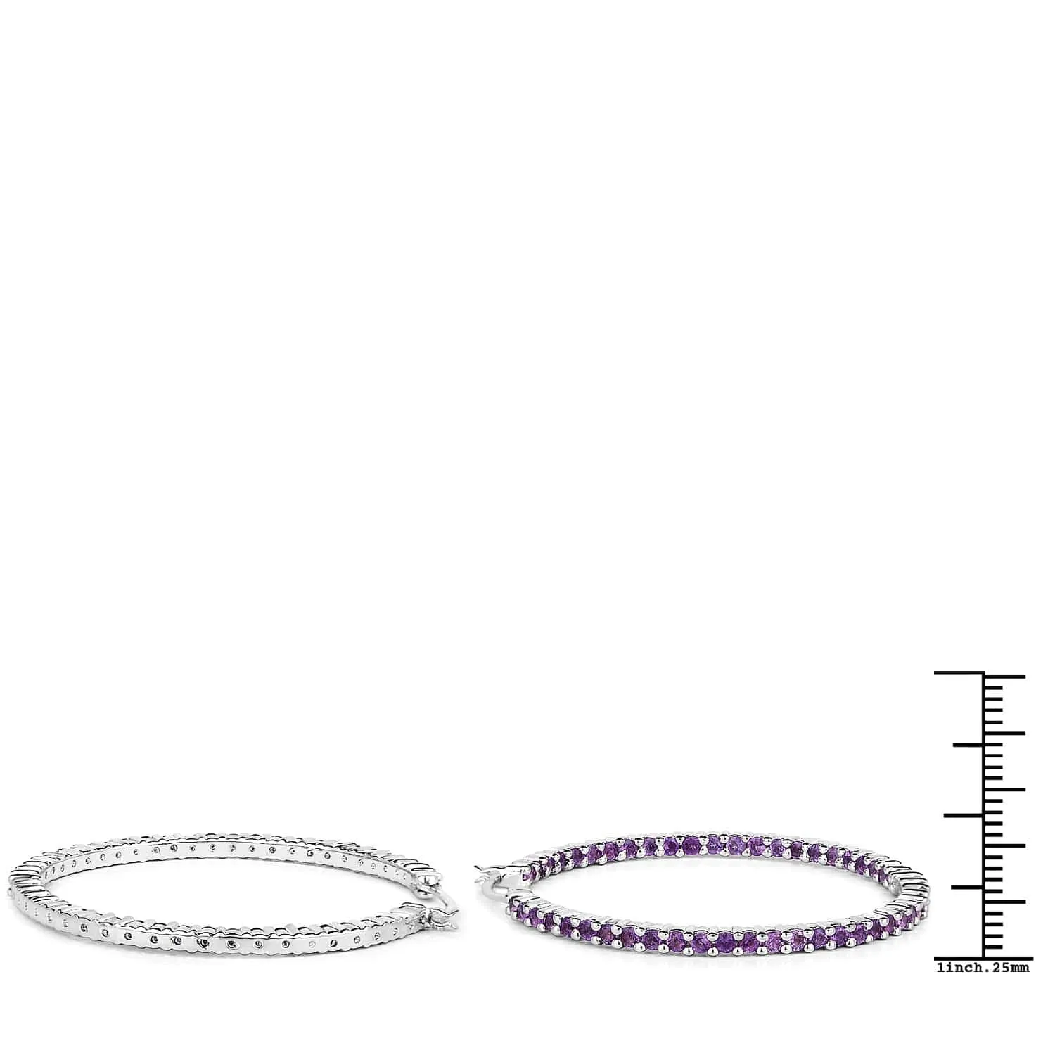 Gemstone Hoop Earrings: Peridot,Amethyst or Blue Topaz in 925 Sterling Silver