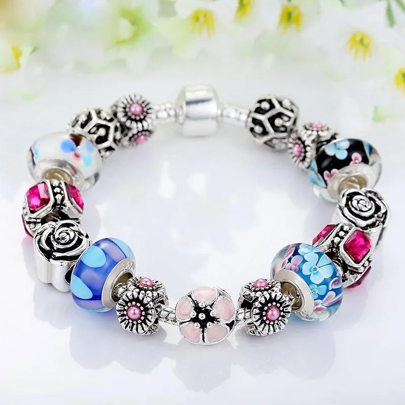 Genuine Murano Glass and Crystal Bracelet