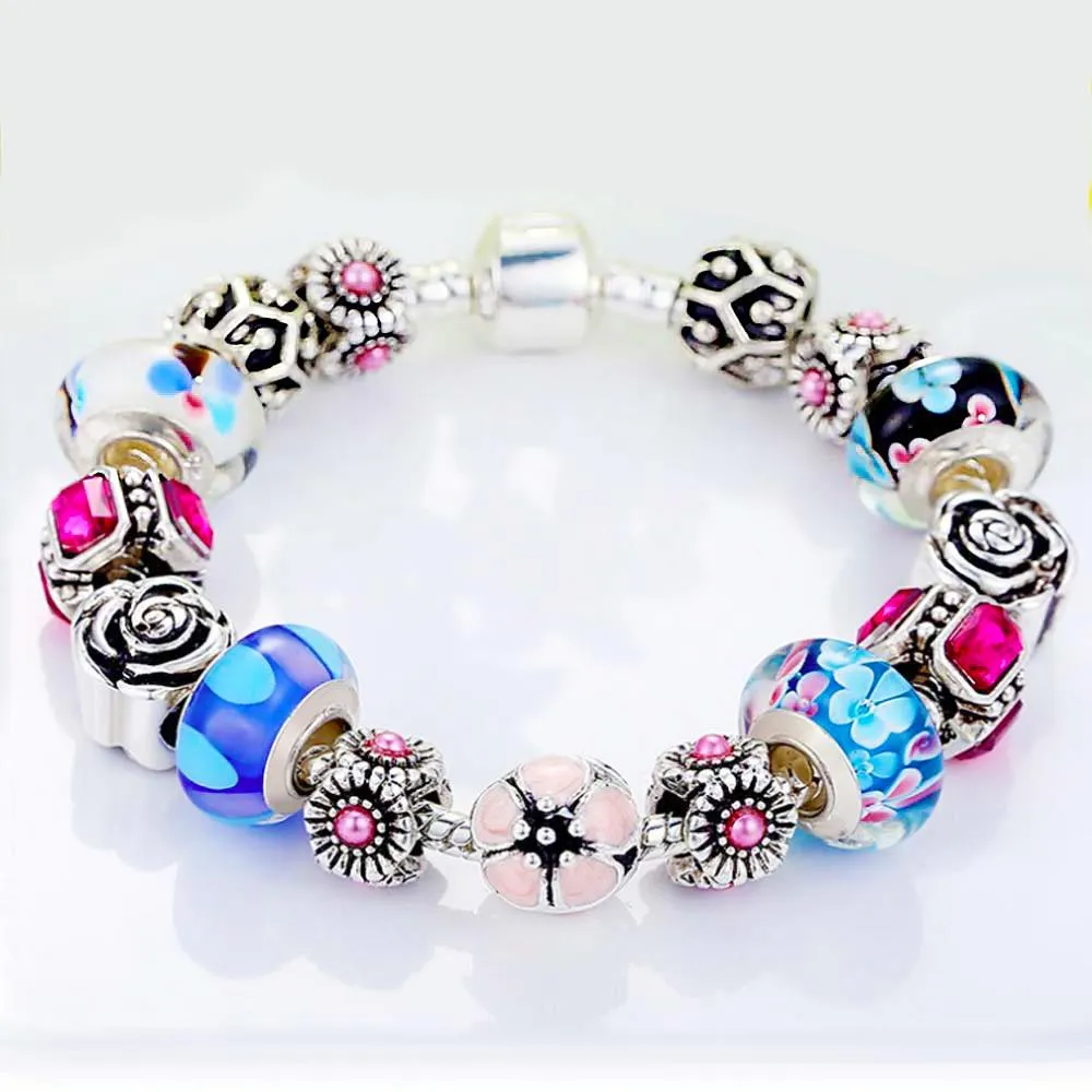 Genuine Murano Glass and Crystal Bracelet