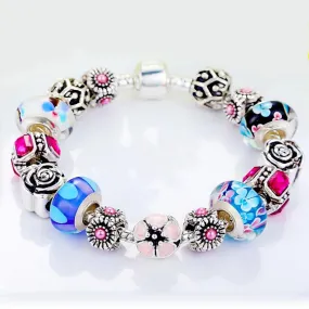 Genuine Murano Glass and Crystal Bracelet