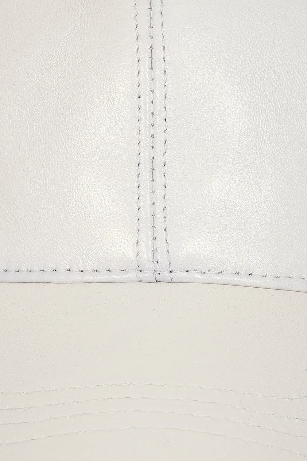 Genuine White Leather Baseball Cap - Curve Peak