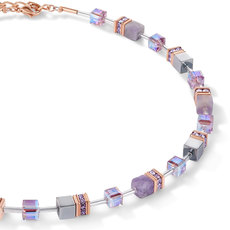 GeoCUBE® Necklace light amethyst & haematite lilac