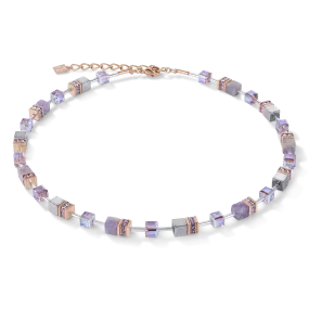 GeoCUBE® Necklace light amethyst & haematite lilac