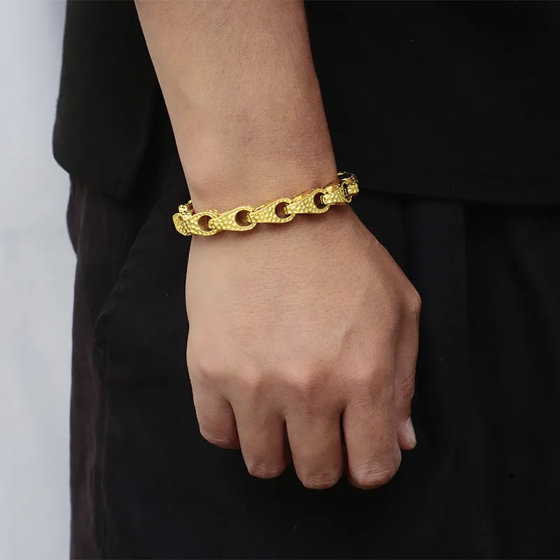 Geometric Spot Knock Pattern 18K Gold-Plated Titanium Steel Bracelet for Men