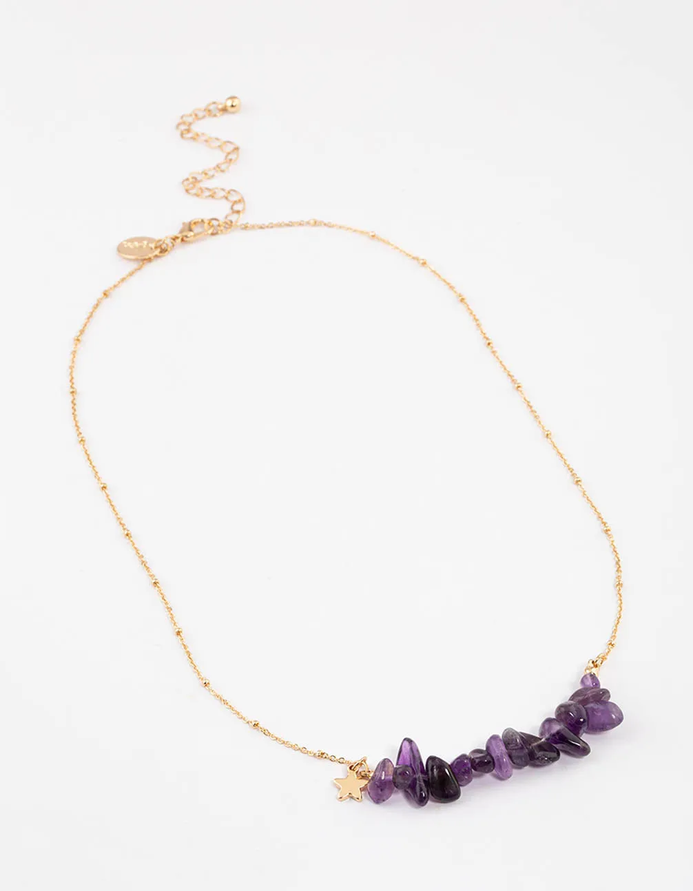 Gold Amethyst Molten Stone Necklace