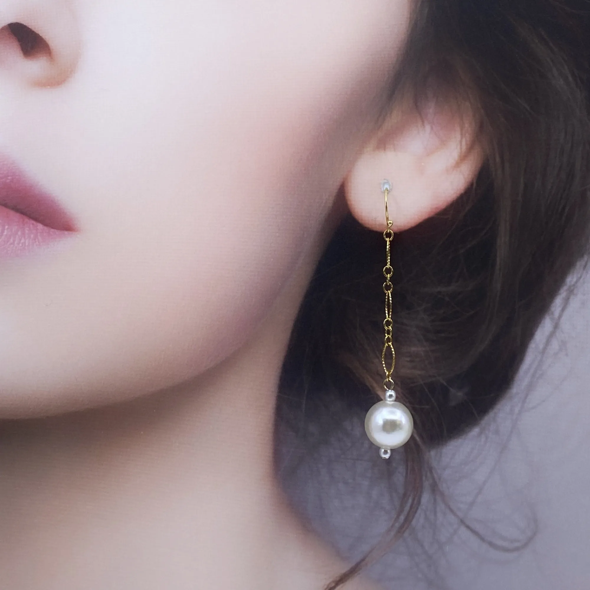 Gold and Silver Large Pearl Dangle Earrings