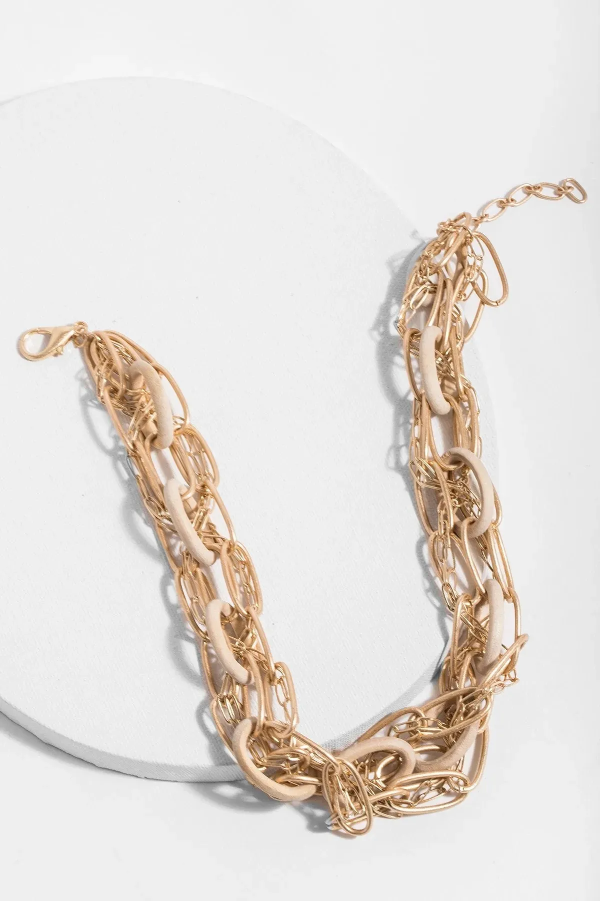 Gold And Wood Chunky Chain Necklace