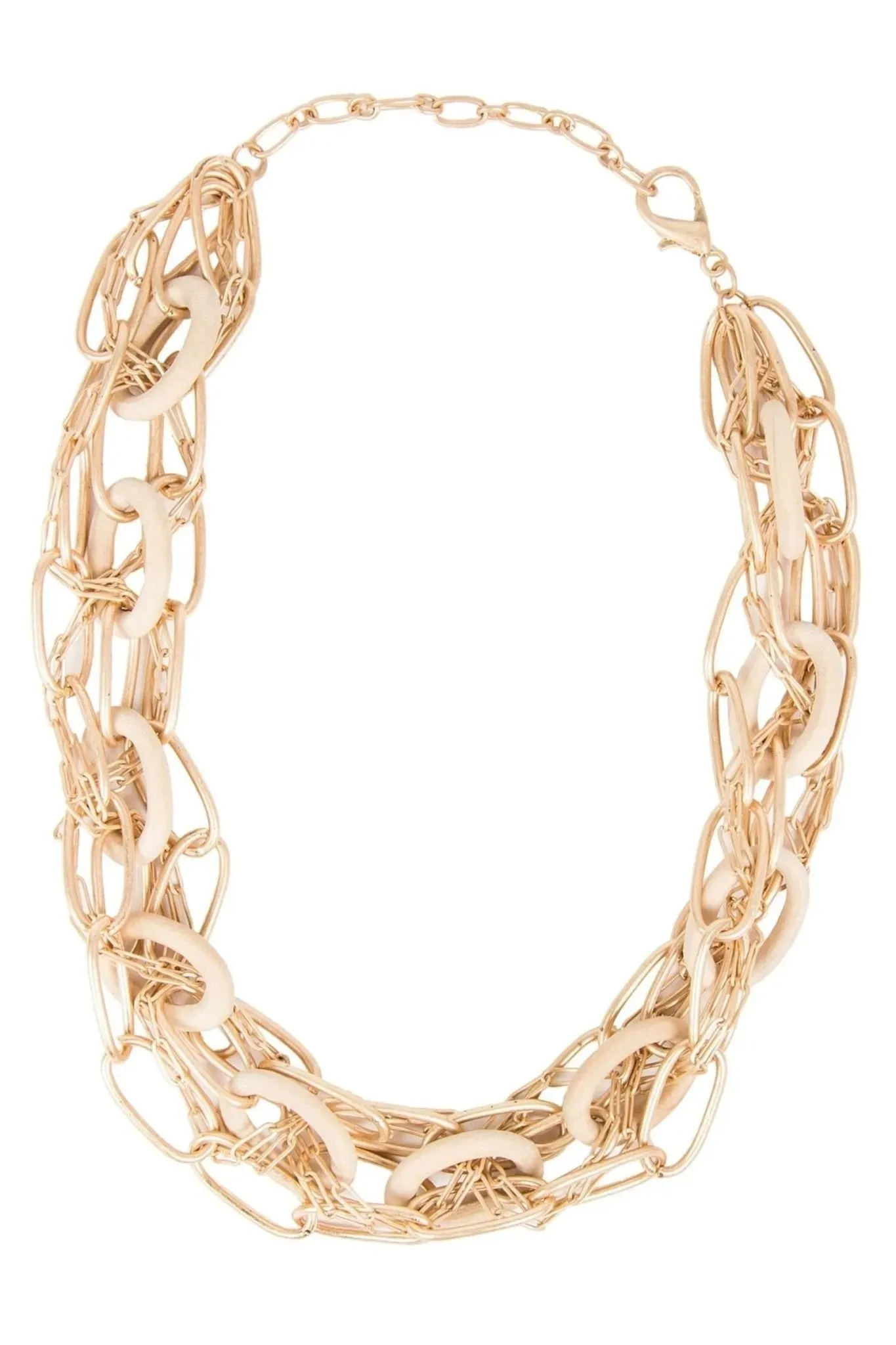 Gold And Wood Chunky Chain Necklace