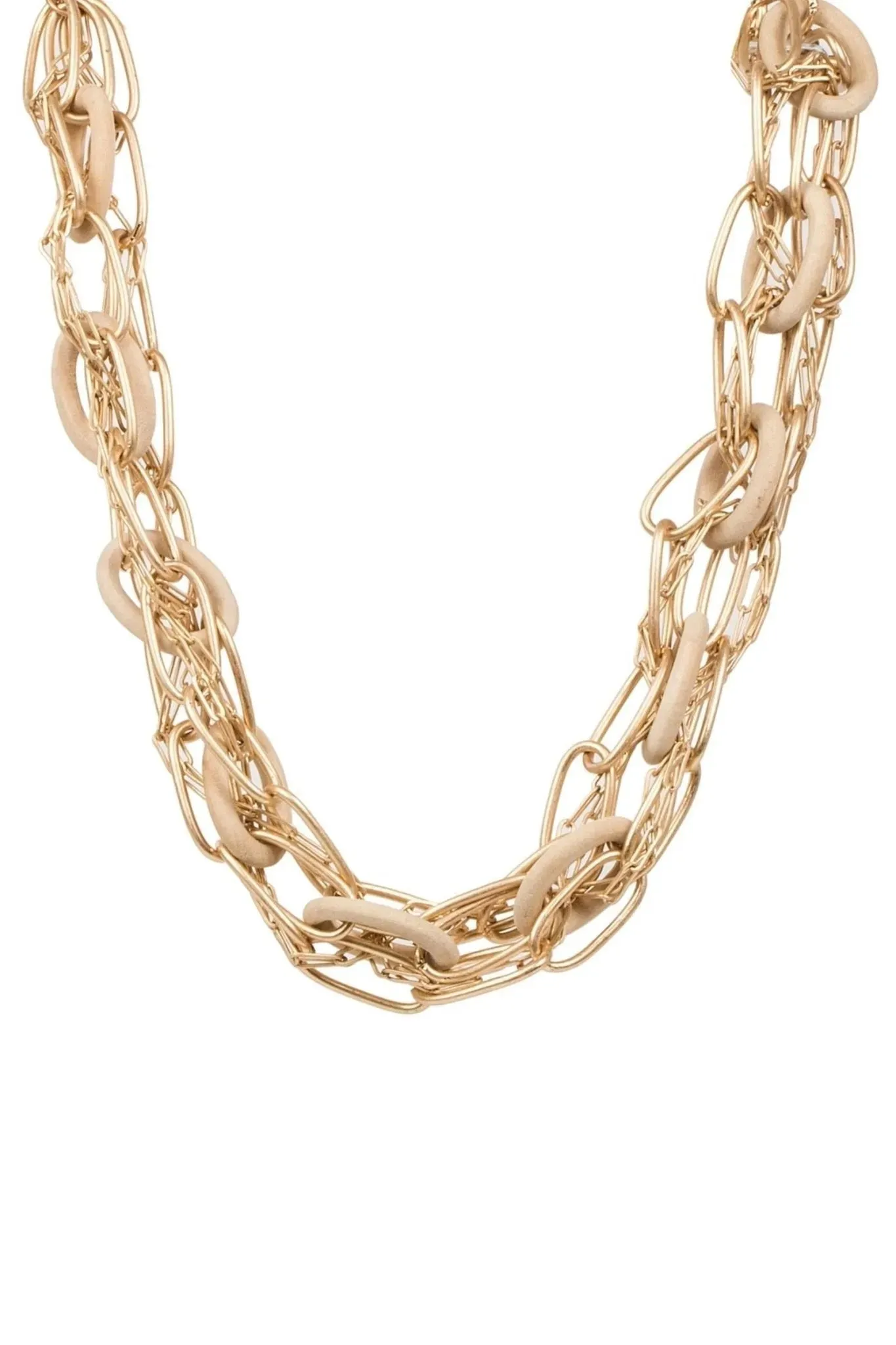 Gold And Wood Chunky Chain Necklace