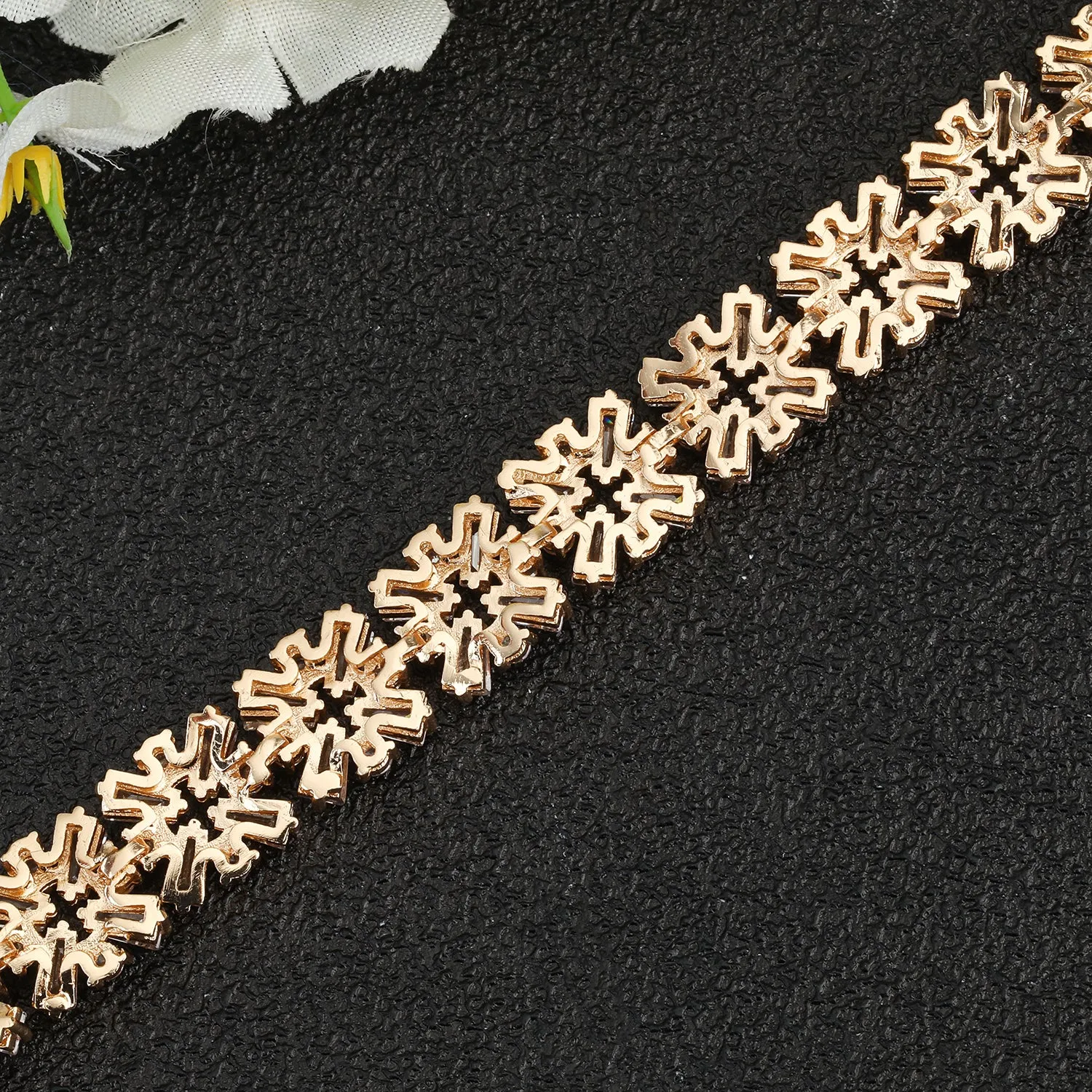 Gold Cubic Zirconia Crystals Bracelet Chains  for Women CK10003-1