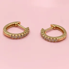 Gold Diamond Huggie Hoop Earrings