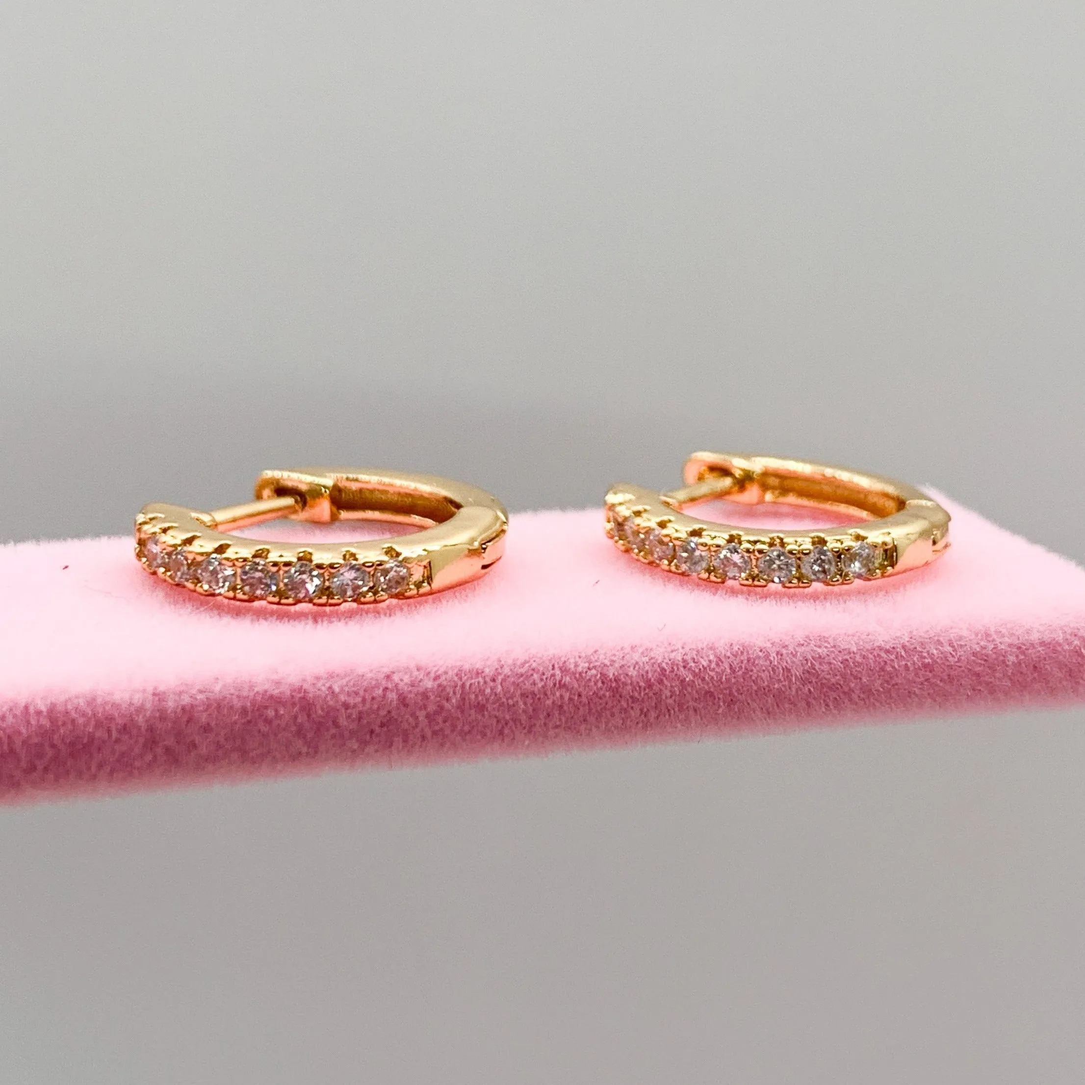 Gold Diamond Huggie Hoop Earrings