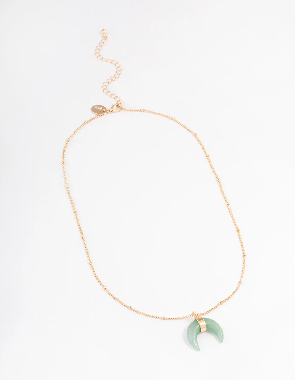 Gold Green Aventurine Eclipse Moon Pendant Necklace