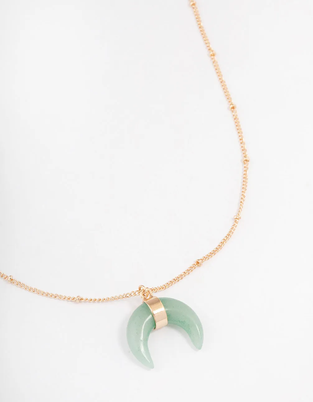 Gold Green Aventurine Eclipse Moon Pendant Necklace