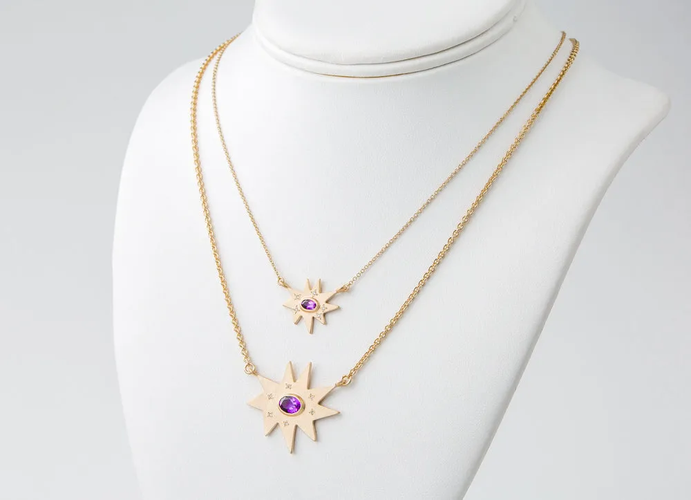 Gold Maxi KAPOW! Necklace: Amethyst