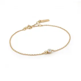 Gold Orb Sparkle Chain Bracelet B045-01G-CZ