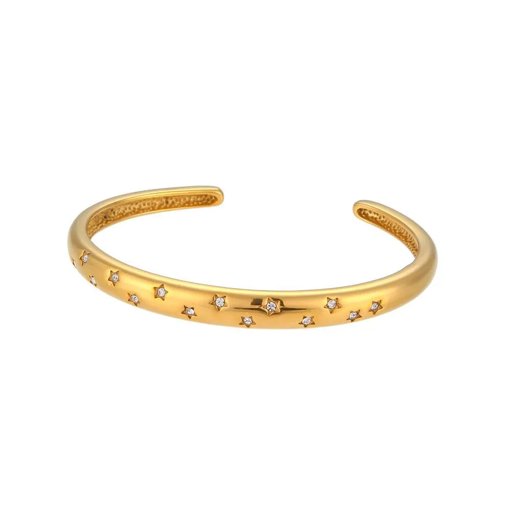 Gold-Plated Star Bracelet – Trendy Rhinestone Cuff for Women