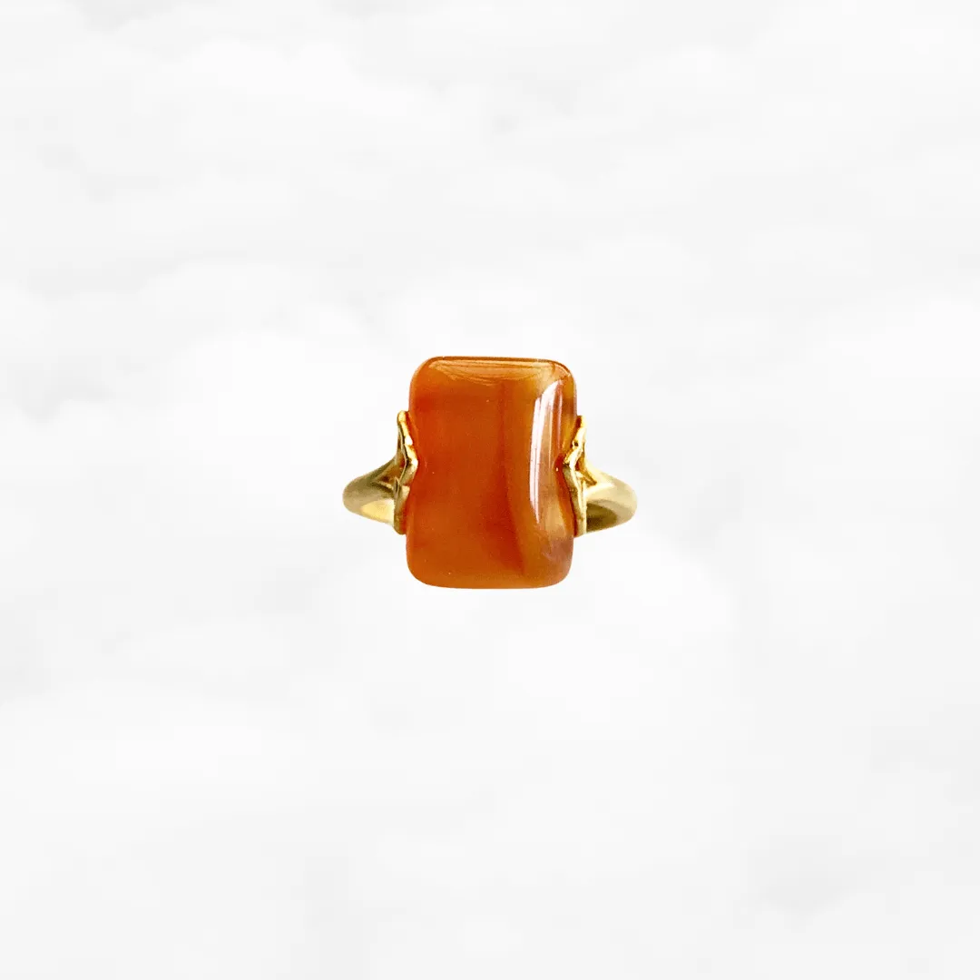 Gold Rectangle Carnelian Ring