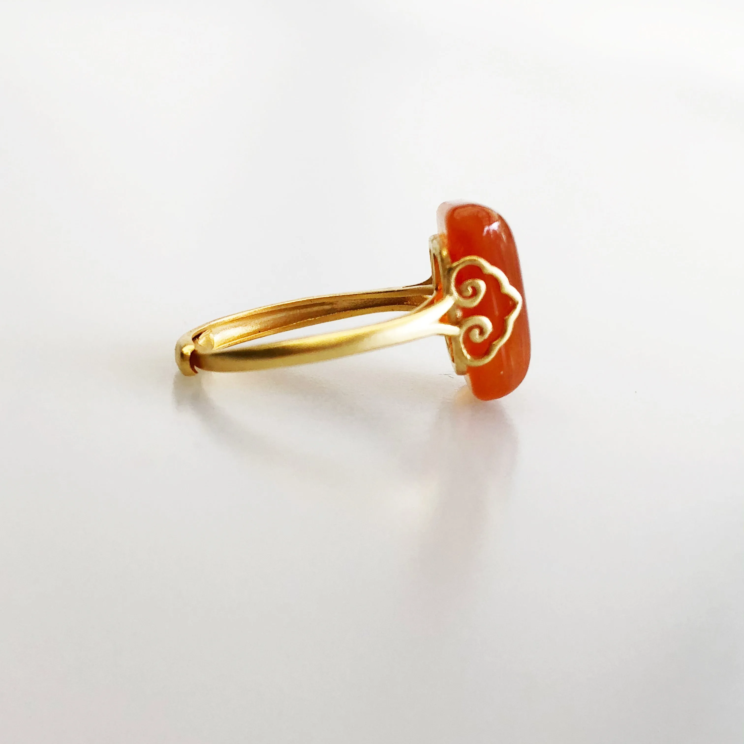 Gold Rectangle Carnelian Ring