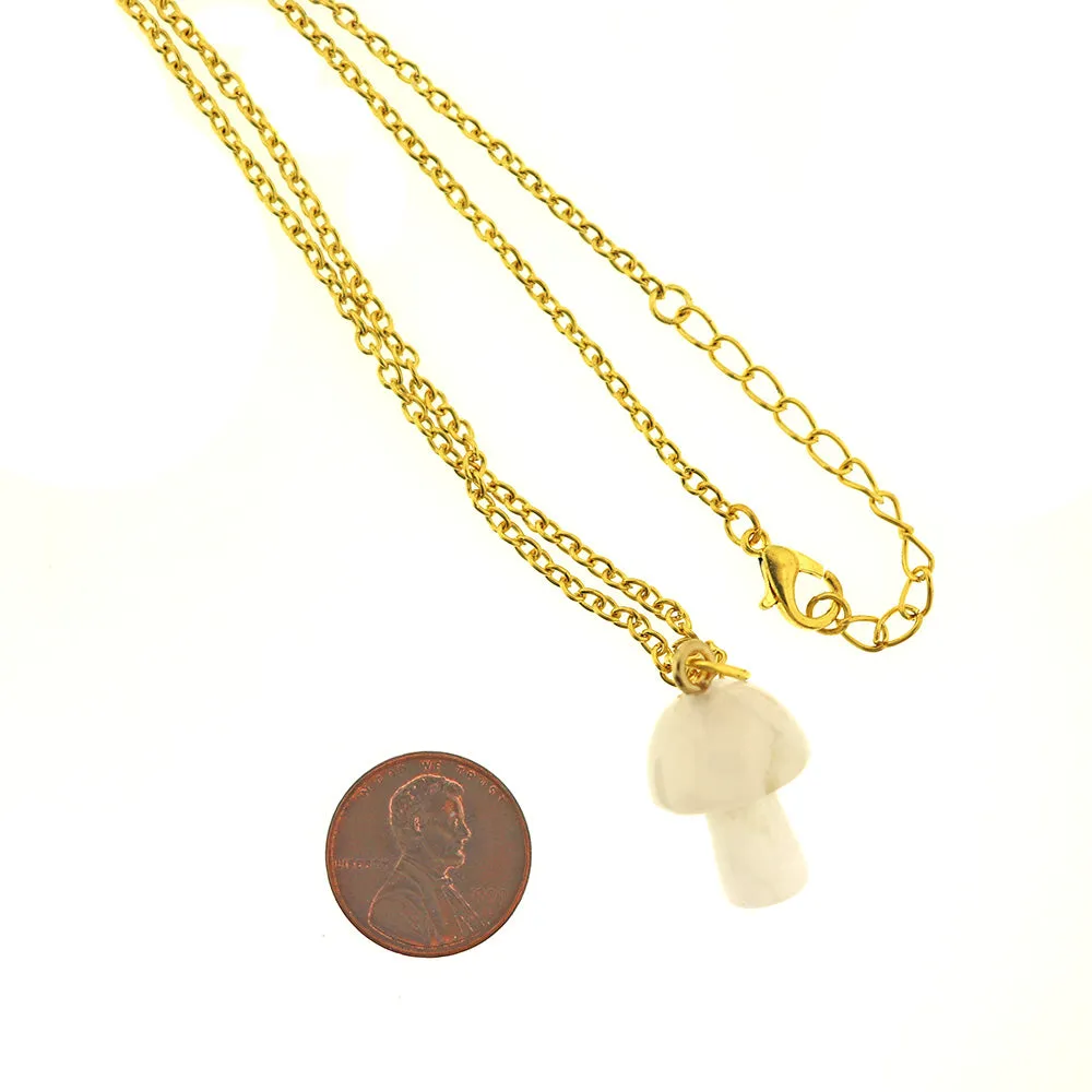 Gold Tone Cable Chain Necklace 18" with Natural Gemstone Pendant - 2mm - Choose Your Gemstone!