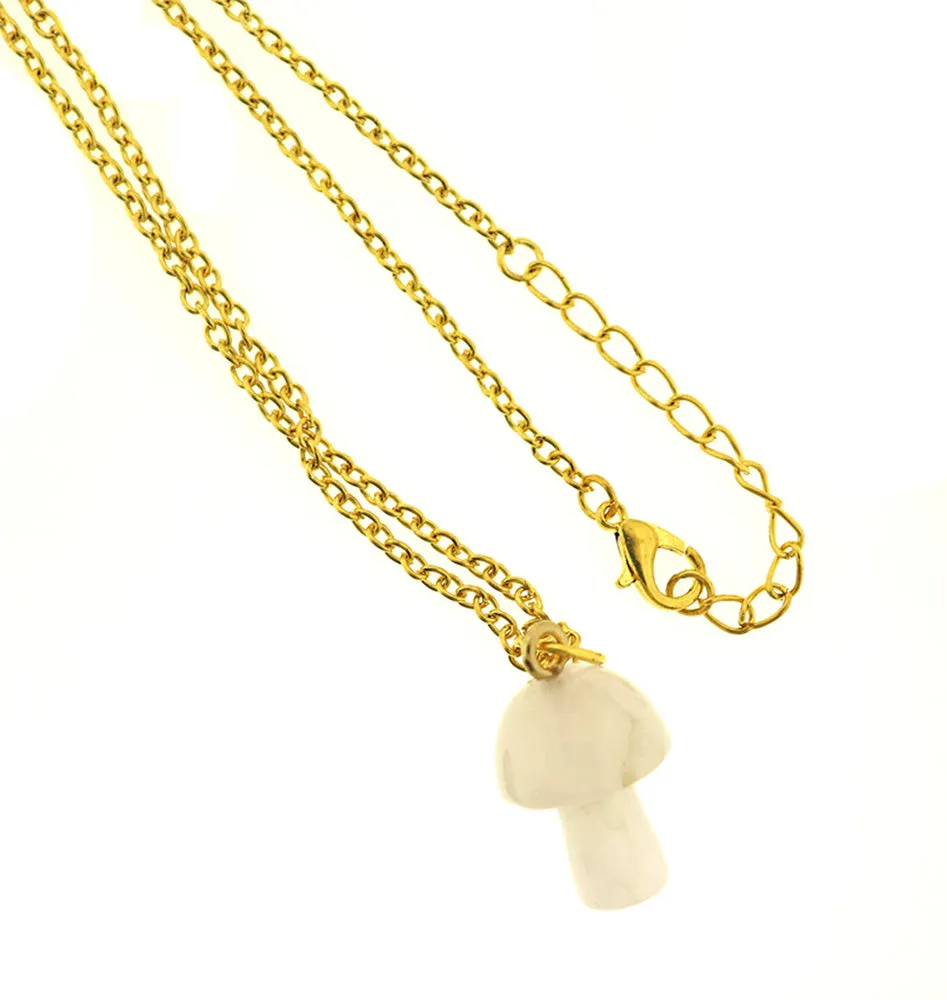 Gold Tone Cable Chain Necklace 18" with Natural Gemstone Pendant - 2mm - Choose Your Gemstone!