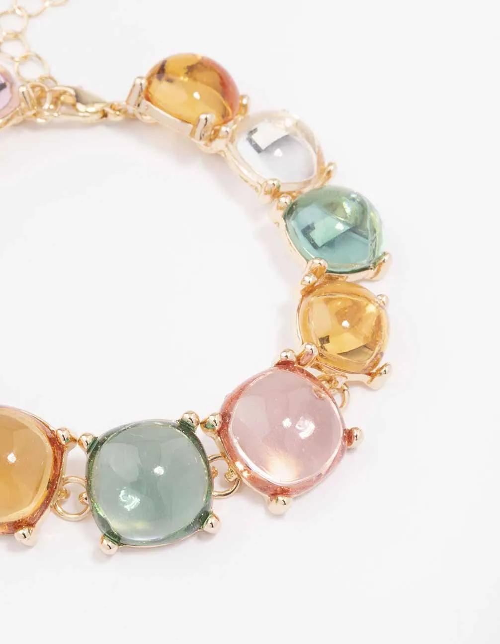 Gold Transparent Round Stone Bracelet