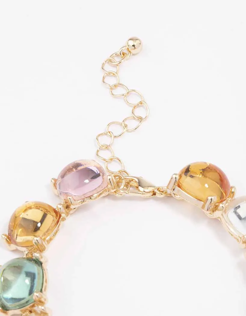 Gold Transparent Round Stone Bracelet