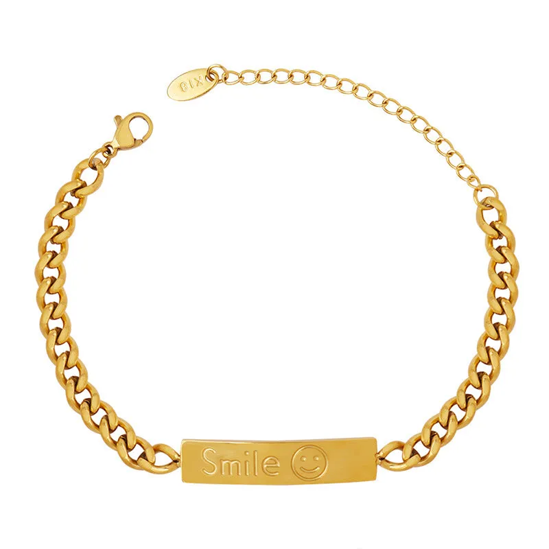 Golden Hip Hop Smiley Face Bracelet by Fengfang Brand