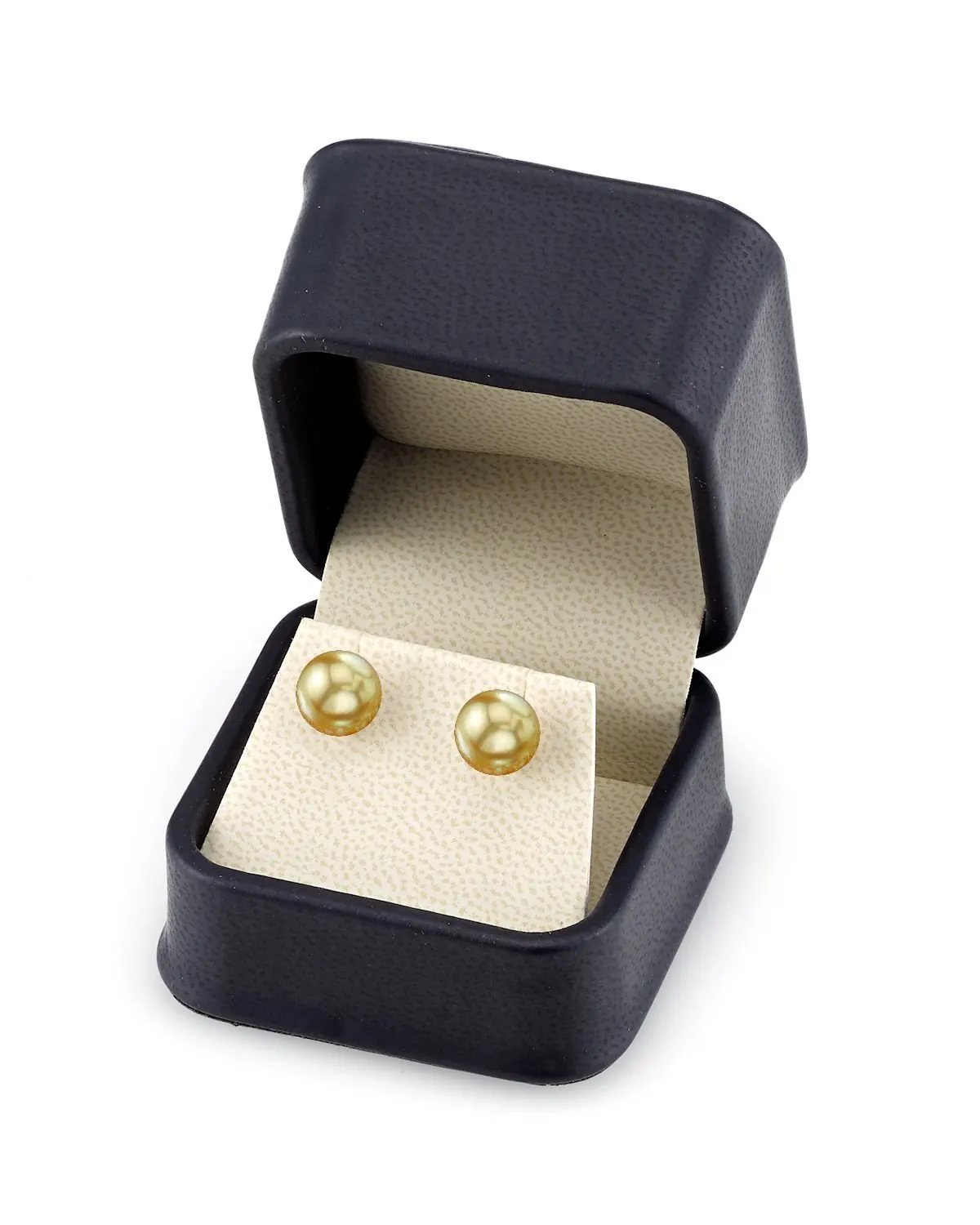 Golden South Sea Round Pearl Stud Earrings, 7.0-8.0mm