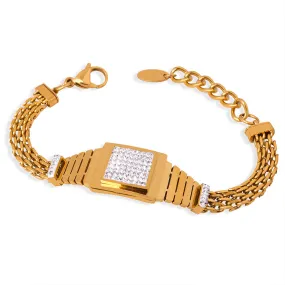 Golden Square Multi-Layer Bracelet Watch for Women