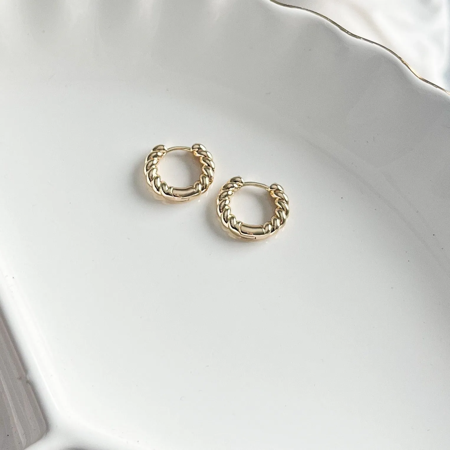 Golden Sunrise Little Twisted Hoop Earrings