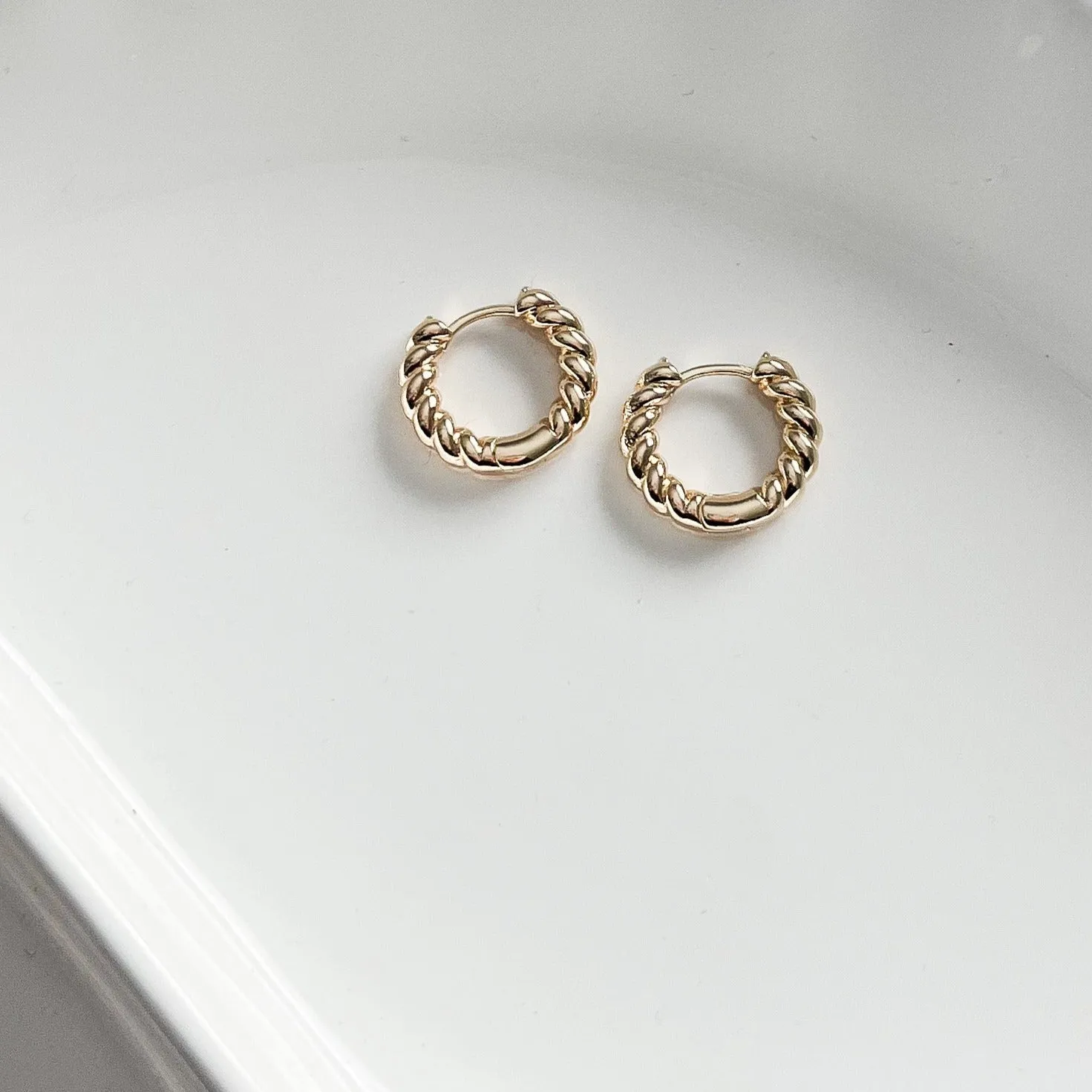 Golden Sunrise Little Twisted Hoop Earrings