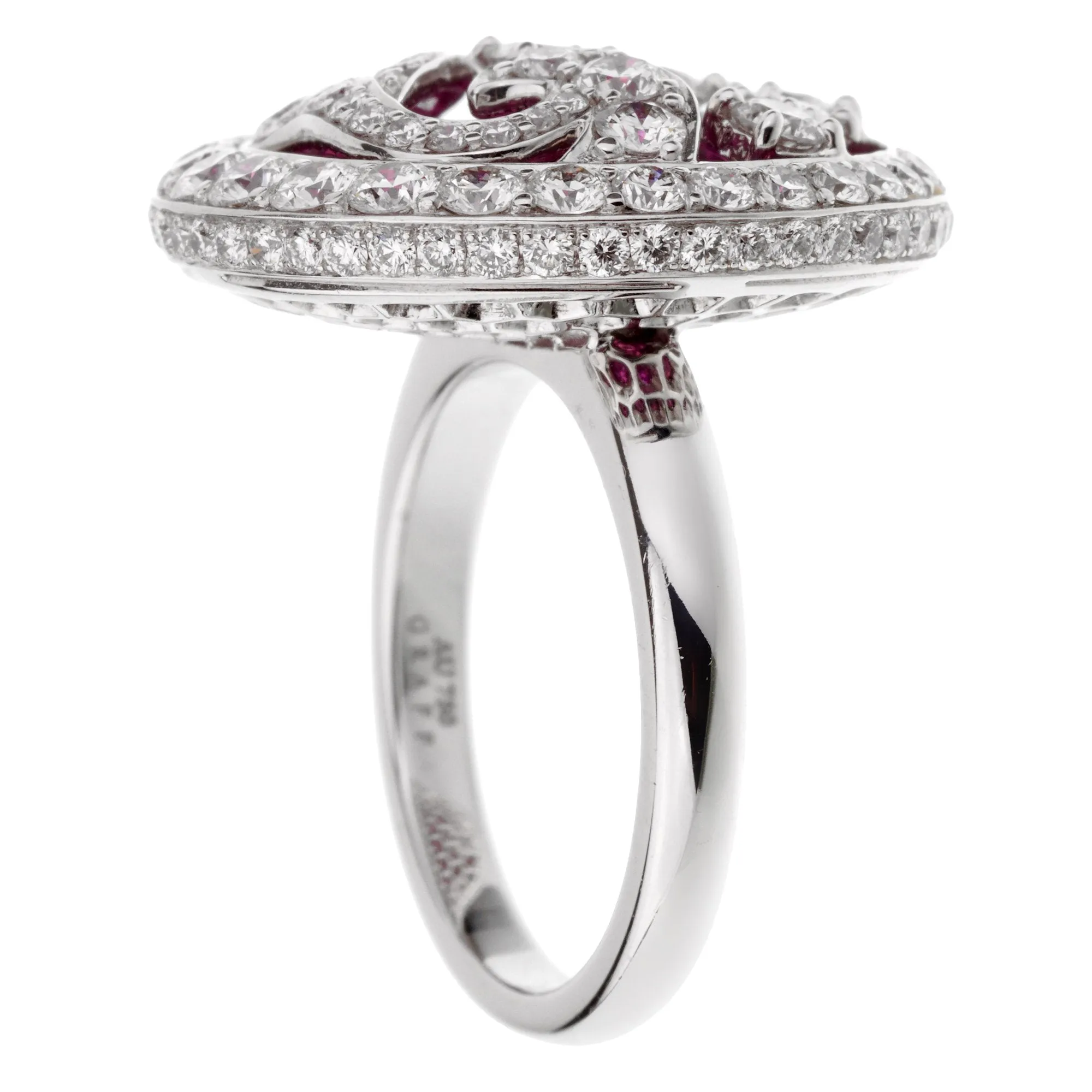 Graff Diamond Ruby White Gold Cocktail Ring Sz 5 1/2