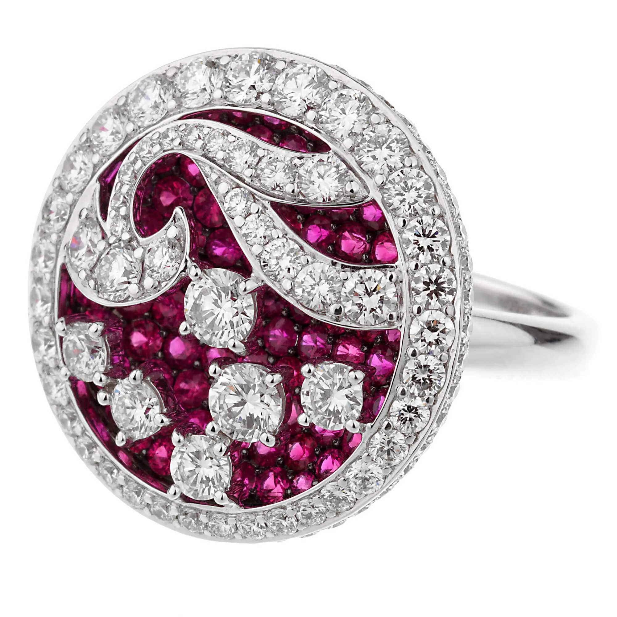 Graff Diamond Ruby White Gold Cocktail Ring Sz 5 1/2