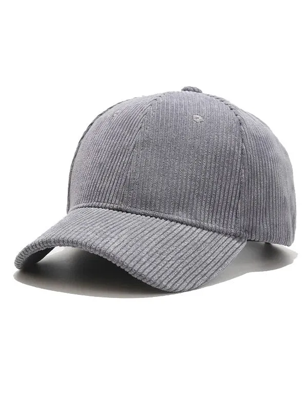 Gray Corduroy Baseball Cap