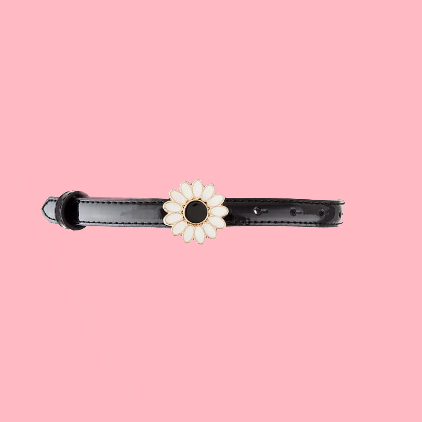 Groovy Baby Daisy Buckle Skinny Belt Black