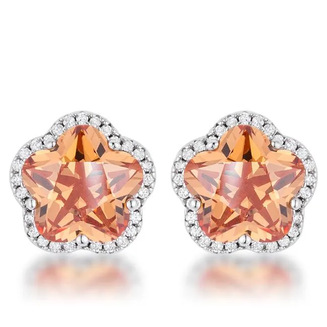 Hagir Flower Champagne CZ Stud Earrings