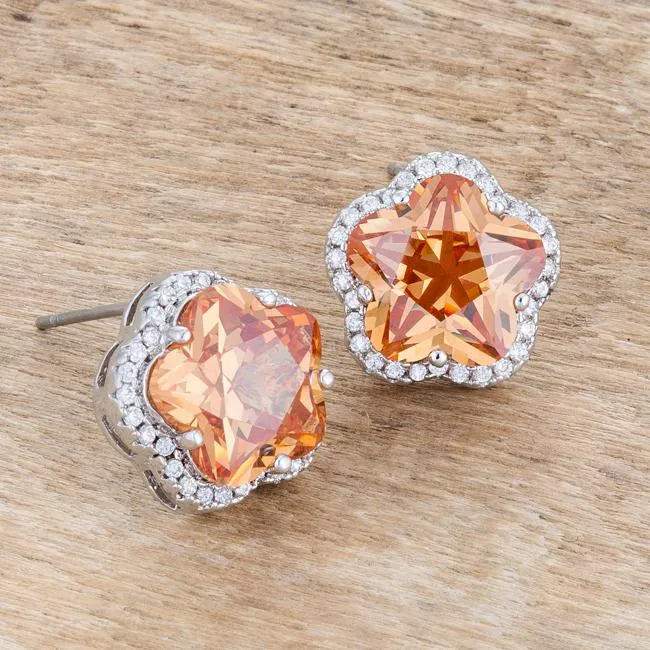 Hagir Flower Champagne CZ Stud Earrings