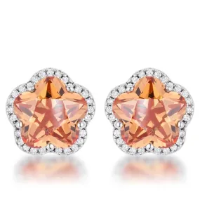 Hagir Flower Champagne CZ Stud Earrings