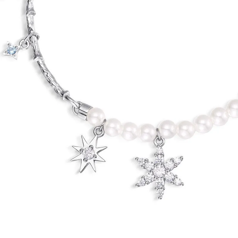 Half Pearl Half Chain Star Snowflake Bracelet