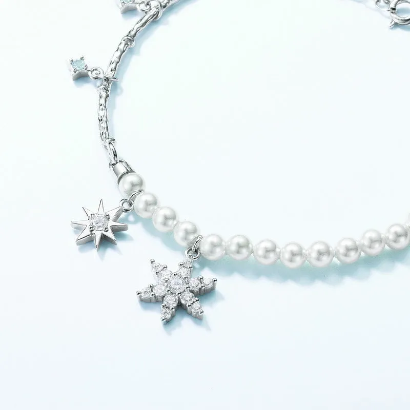 Half Pearl Half Chain Star Snowflake Bracelet