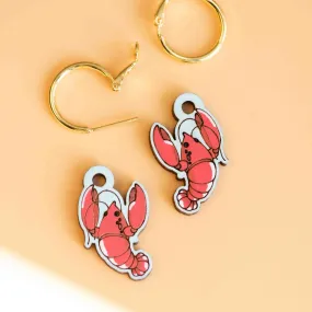 Hand-Painted Lobster Wooden Hoop Earrings - PES13065H