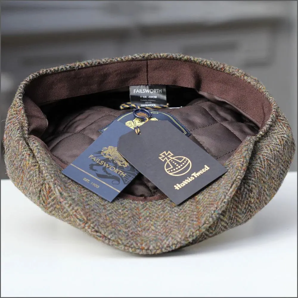 Harris Tweed Carloway 8 Piece Brown Herringbone Cap--