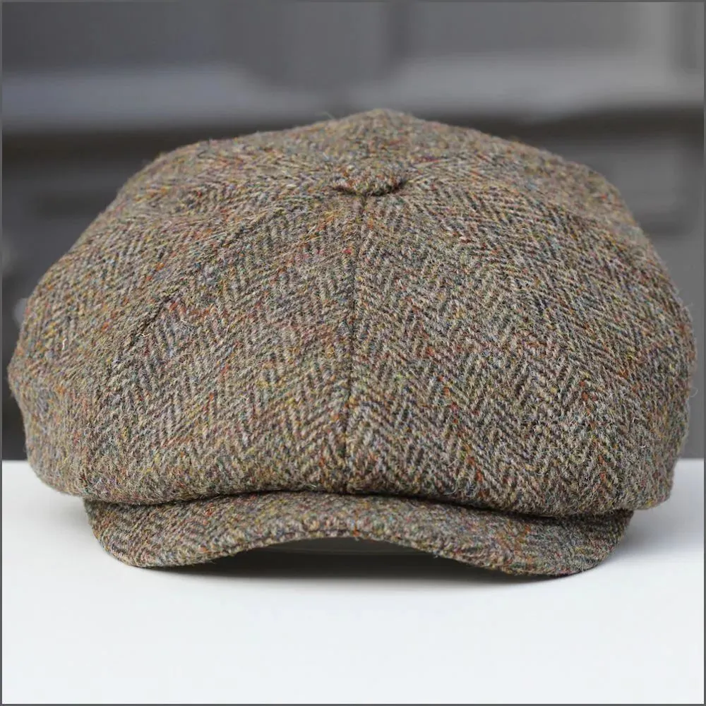 Harris Tweed Carloway 8 Piece Brown Herringbone Cap--