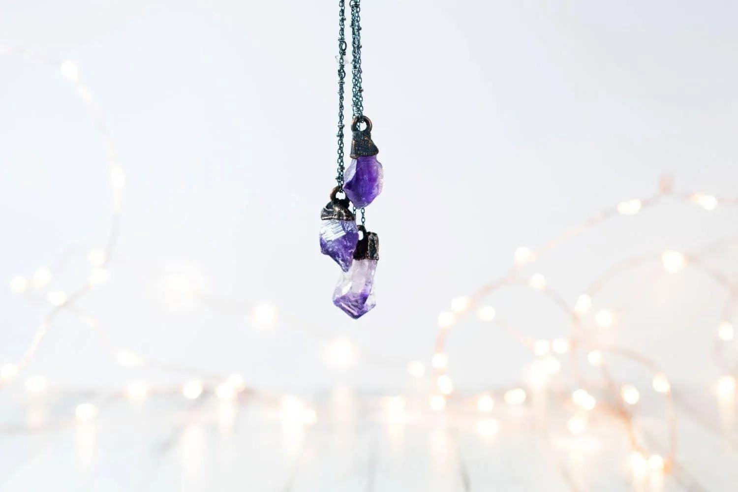 Hawkhouse 24" Sterling Silver Raw Amethyst Pendant