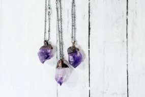 Hawkhouse 24" Sterling Silver Raw Amethyst Pendant