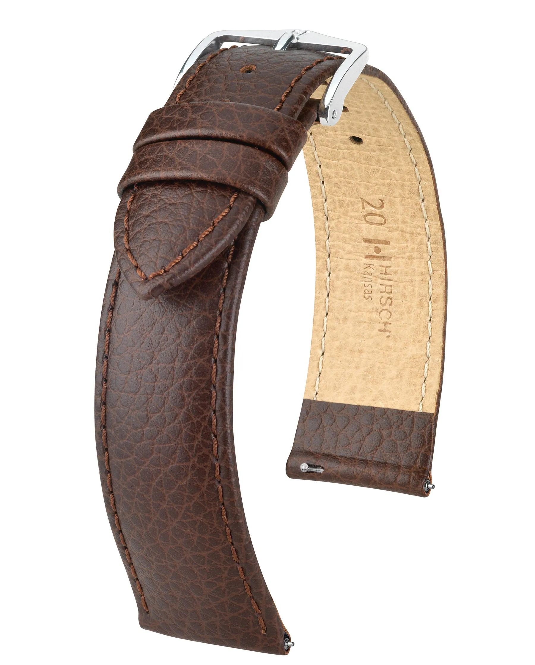 HIRSCH KANSAS Buffalo Grain Calfskin Watch Strap  015 02