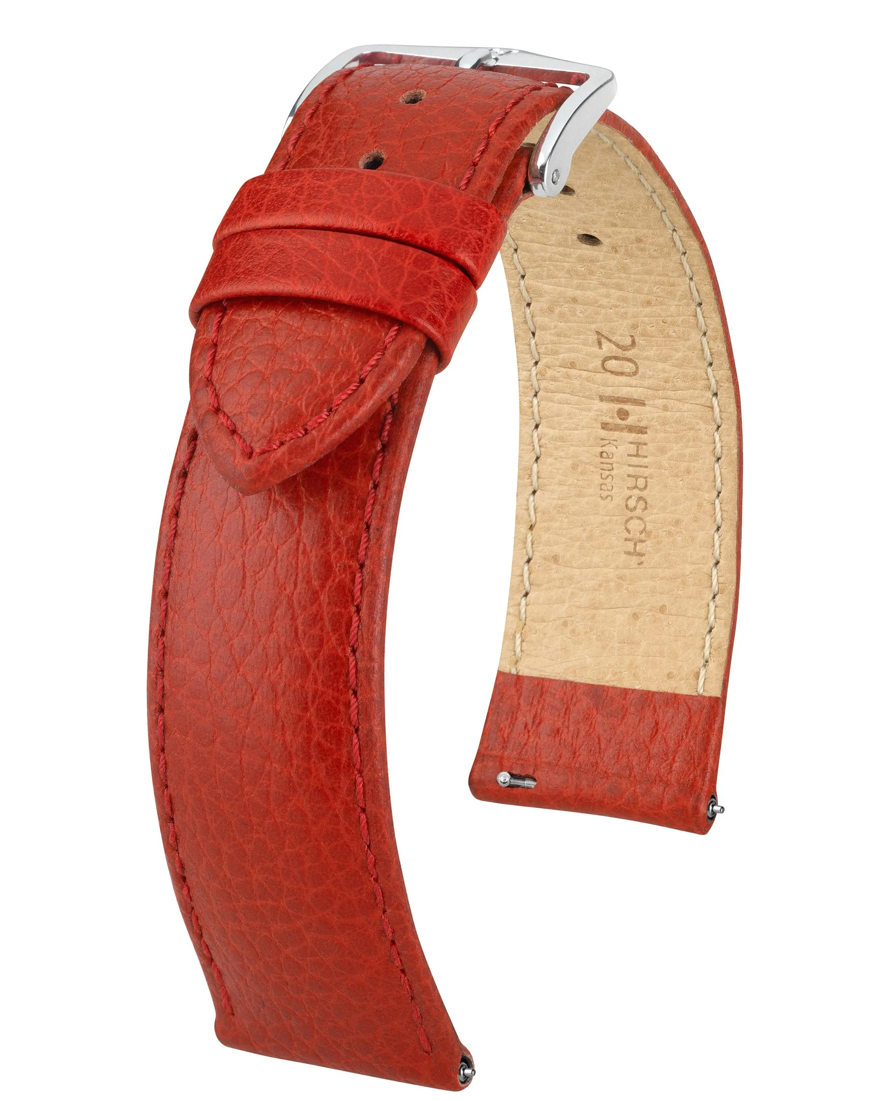 HIRSCH KANSAS Buffalo Grain Calfskin Watch Strap  015 02