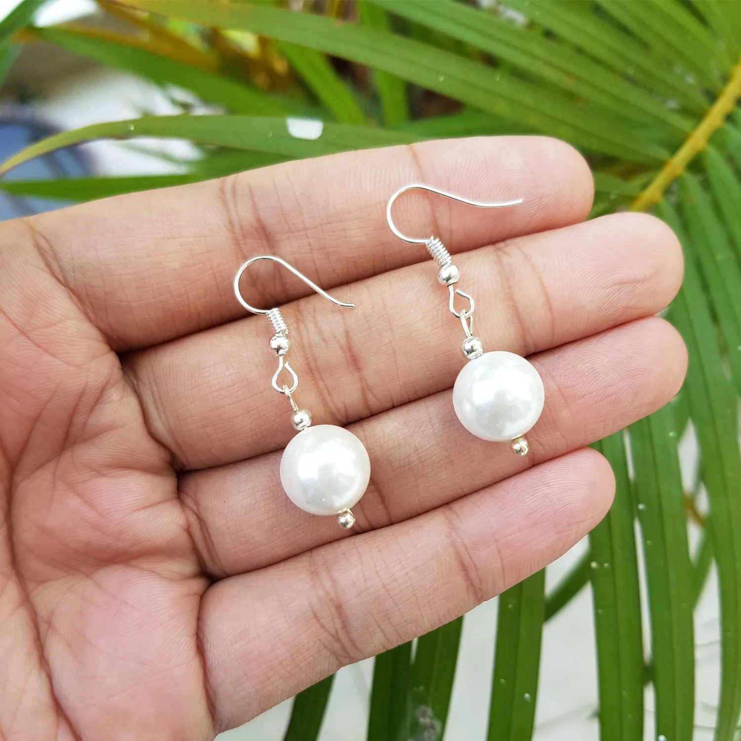 Imeora White 12mm Shell Pearl Earrings